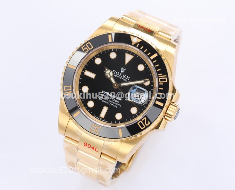 Rolex Submariner 41mm Gelbgold 904L blaues Keramik Lünette