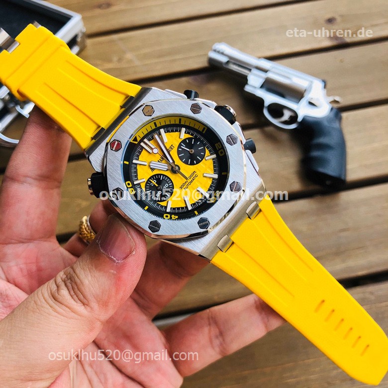 Audemars Piguet Royal Oak 42mm Quartz Uhren gelbes Kautschukband