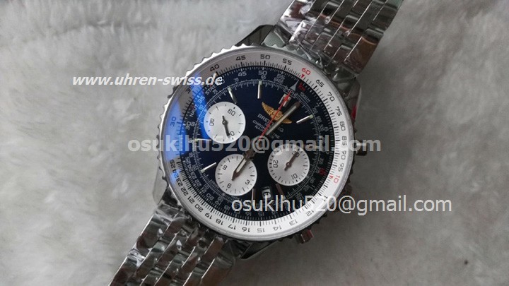 Breitling Navitimer dunkelblaue Sportuhren Stahlarmband