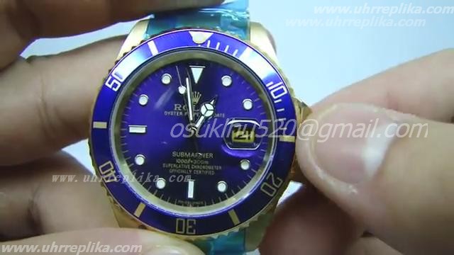 Uhren replica ROLEX SUBMARINER CX OURO MOSTRADOR AZUL