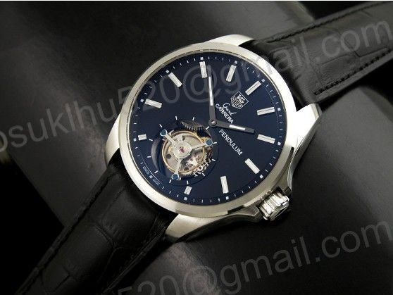tag pendulum grand carrera werktätig tourbillon 43mm stahl/leder
