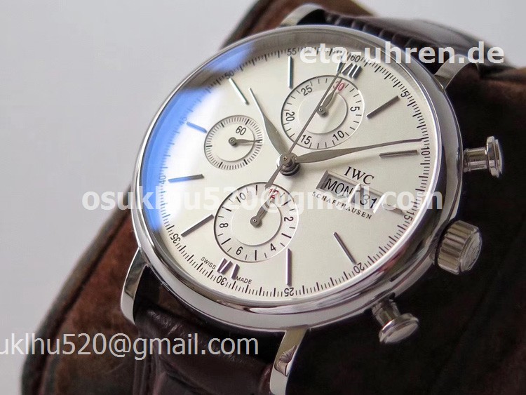 IWC Portofino 3910 Chronograph White dial Lederriemen