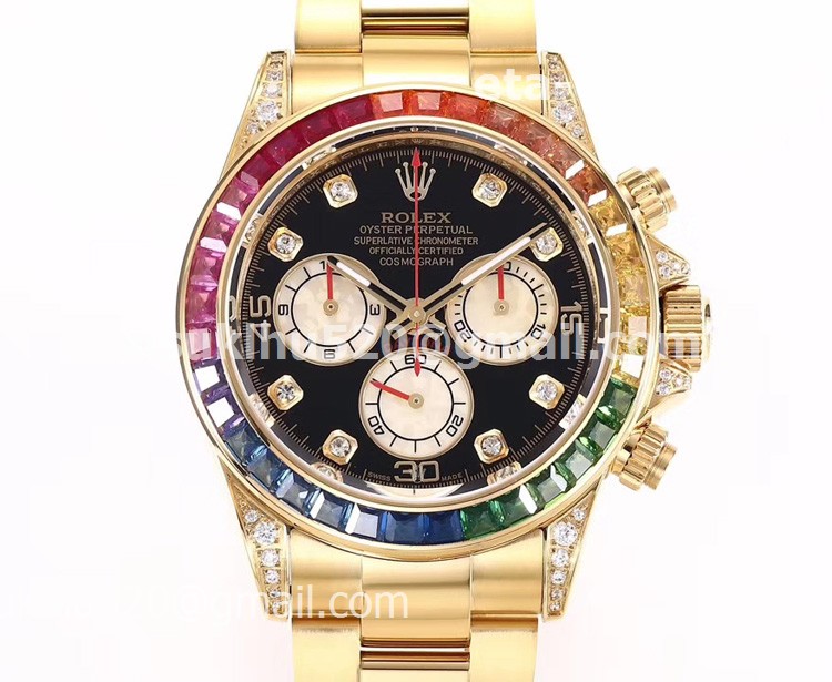 Rolex Daytona Rainbow Bezel Diamond Markers 18k yellow gold