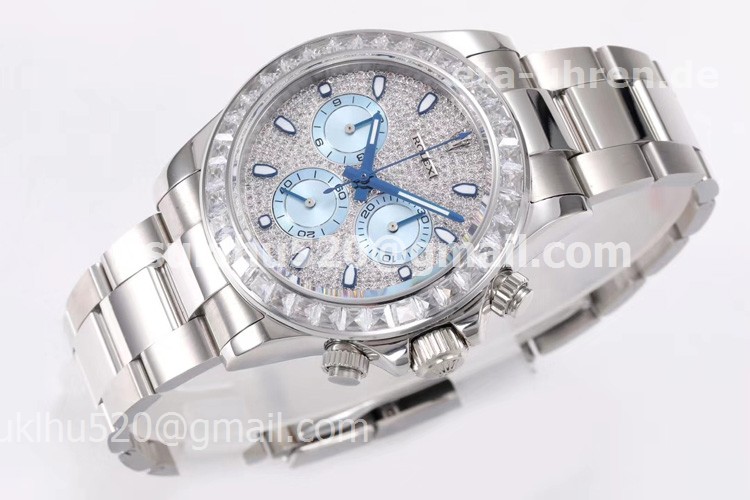 Rolex Daytona Diamonds Pave and ice blue Dial Steel watch 1:1