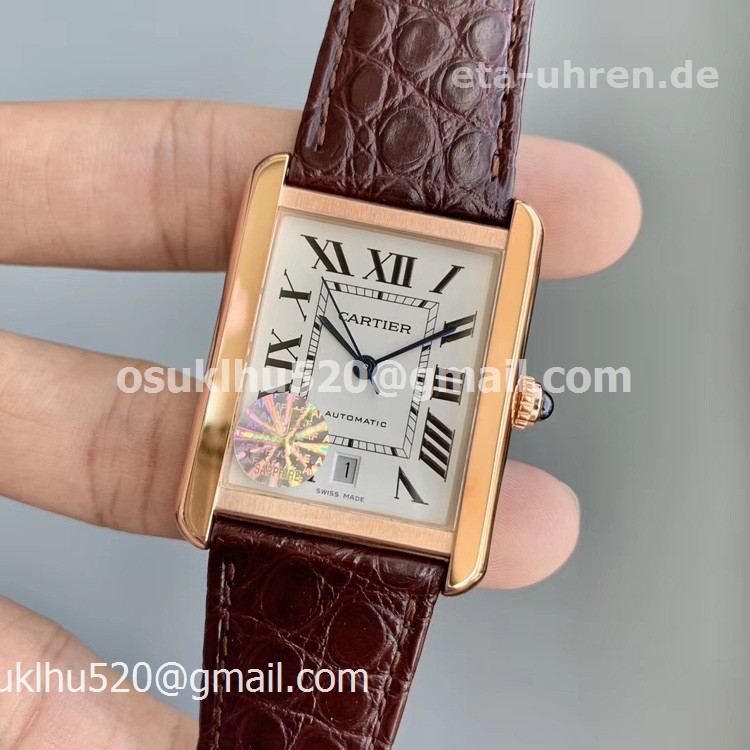 Cartier Tank Solo XL Herrenuhr 18K Rosegold Krokodillederarmband
