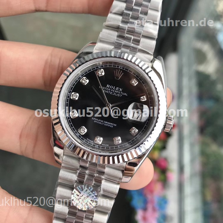 Rolex Datejust II schwarz diamanten zifferblatt Jubiläumsarmband