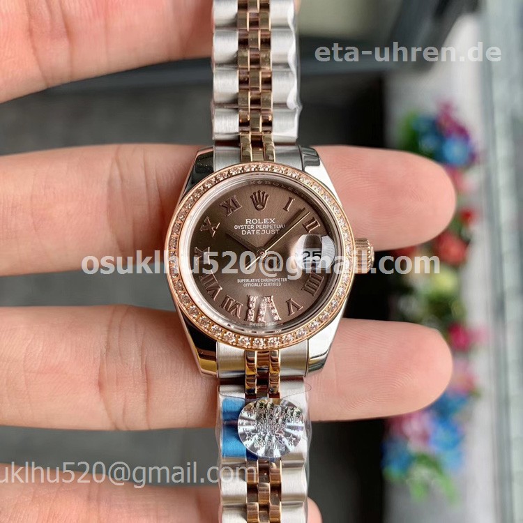 Rolex Ladies Datejust steel and rosegold Chocolate dial