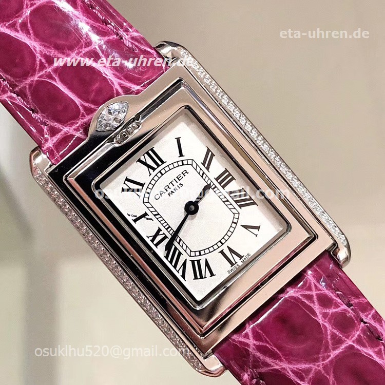  Cartier Tank Reversible Cabriolet Damenuhren Diamanten Lünette Rose band