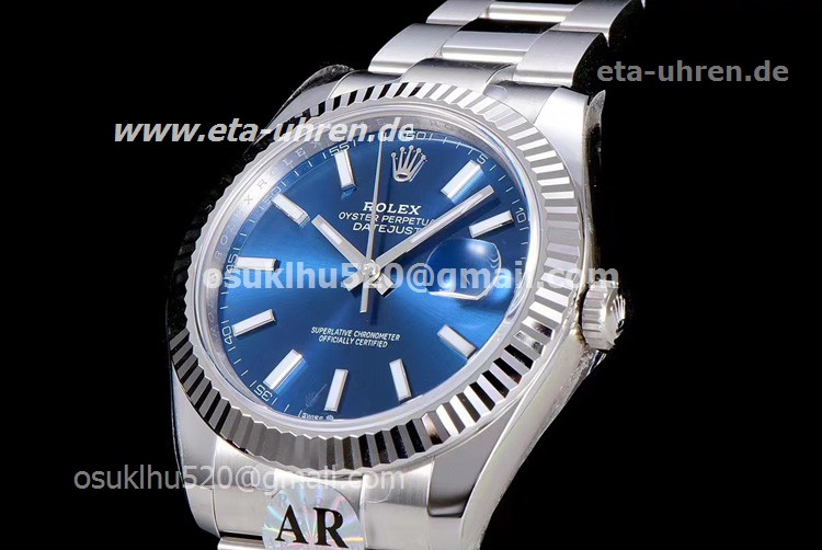 Rolex Datejust II 904L 116334 geriffelte Lünette blaues Zifferblatt