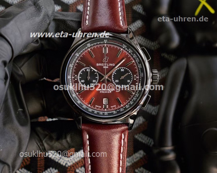 Breitling Premier B01 43mm cool watches schwarzer Fall Rot