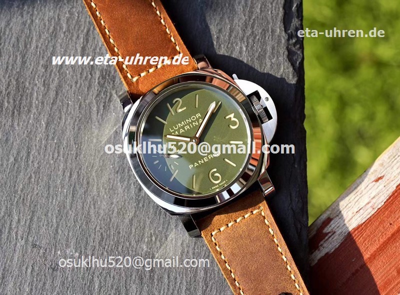 Panerai Luminor Marina Stahlgehäuse / Lederband Army Green Zifferblatt