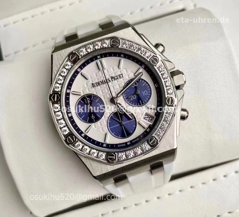AP Royal Oak Offshore 37MM Damen Uhren weiß und blau Zifferblatt