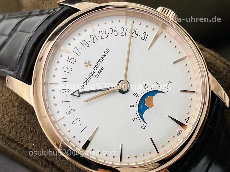 VC Patrimony moon phase retrograde date Rosegold uhren