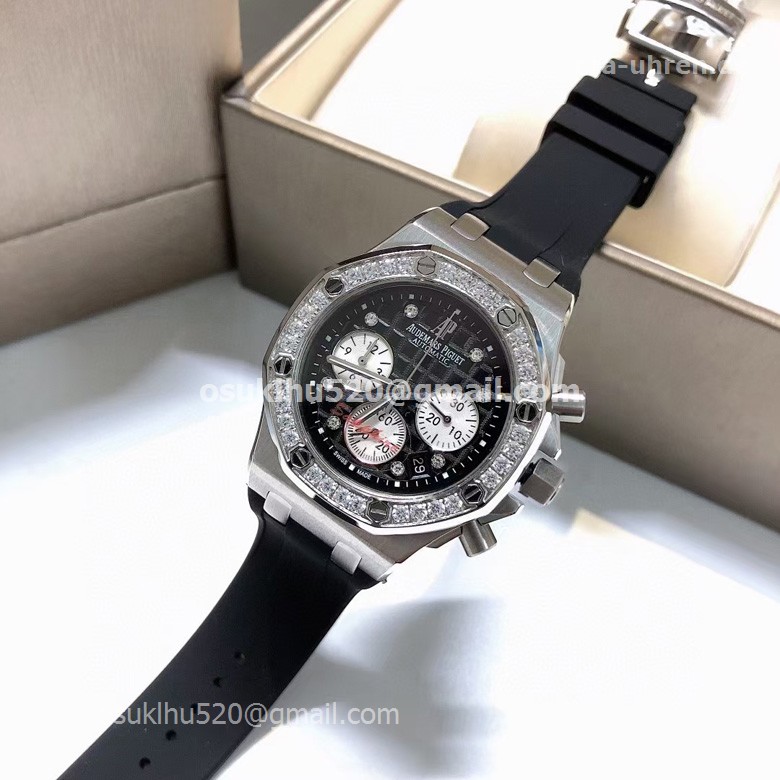 AP Royal Oak Offshore Chronograph 37mm Diamanten Damenuhren schwarz