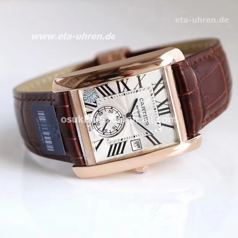 Cartier Tank MC Men's Watch W5330001 roségoldenes Lederband