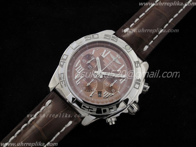 breitling imitate kaufen Chronomat B01 V1 Edelstahl Onyx Copper Zifferblatt on Schwarze Lederarmband