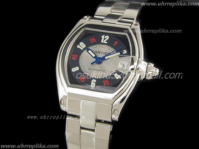 Fake uhren Cartier Men Roadster Edelstahl Black Num