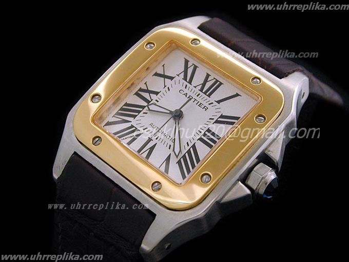 replica cartier mens watches Santos-100 two tone Eta 2824-2
