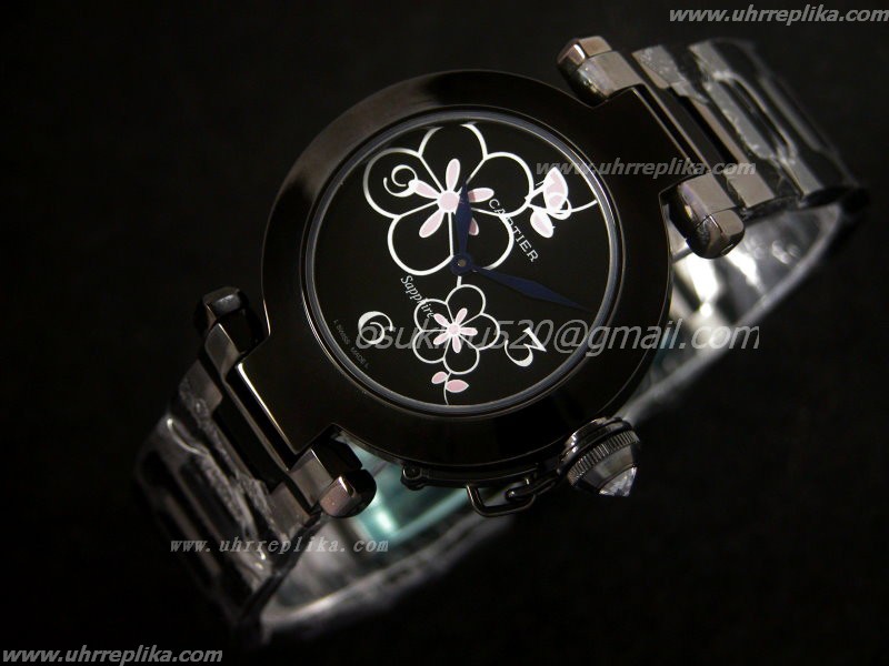 cartier pasha replica PVD Lady Asia Quartz Flower Black