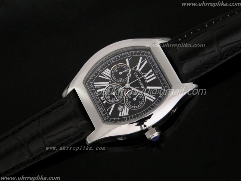 Cartier-Tortue Mens XL Cartier kopie uhren Steel OS20 Chrono leder band