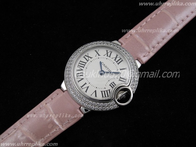 Cartier Ballon Bleu replica Ladies Rosa Lederarmband