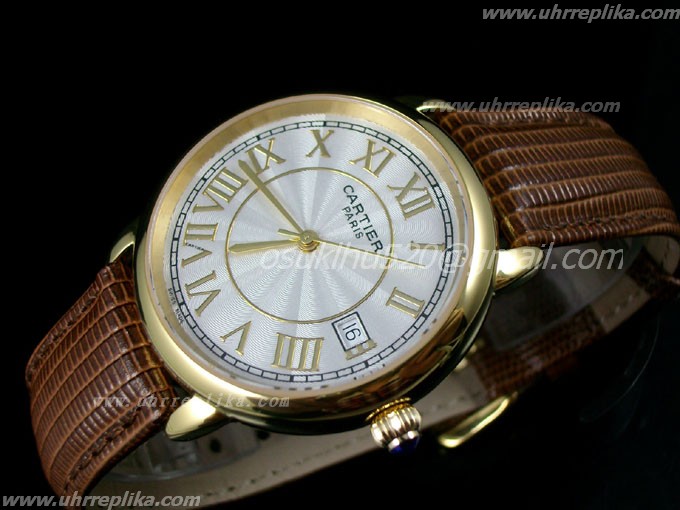 Cartier ETA replica Paris men automatic silver yellow gold