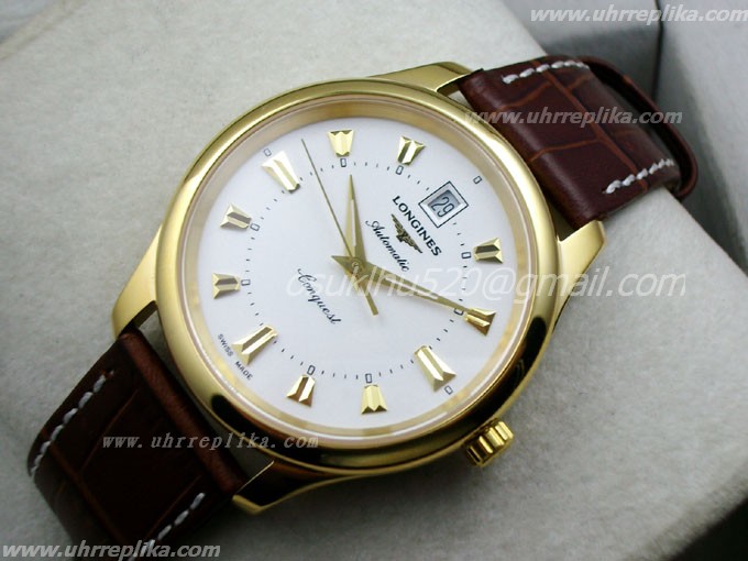 longines conquest rotgold vintage men automatic Weiss Swiss ETA
