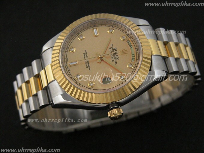 rolex DayDate 2 replica uhren two tone Gold Face Swiss 2836 41mm