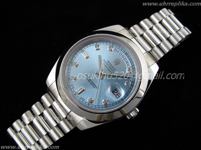 rolex Day-Date II Fälschung urhen Edelstahl Ice-Blaues Diamanten 3156