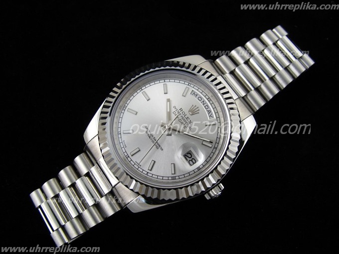 rolex Day-Date II replica kaufe Silbernem Zifferblatt 3156