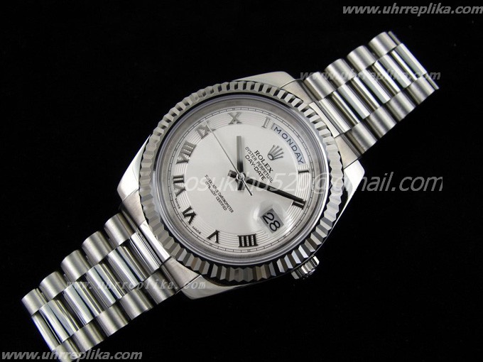 rolex Day-Date II Fälschung uhren Weiß Roman Concentric 3156