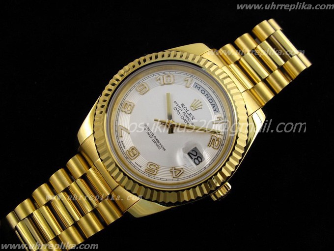 rolex Day-Date II replicas Yellow Gold Weiß Numeral 3156