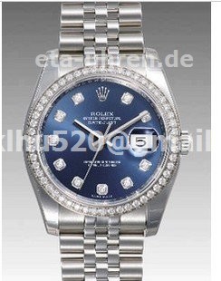 Rolex 41mm Datejust II 116334 Edelstahl Blue dial Diamond Bezel Jubilee