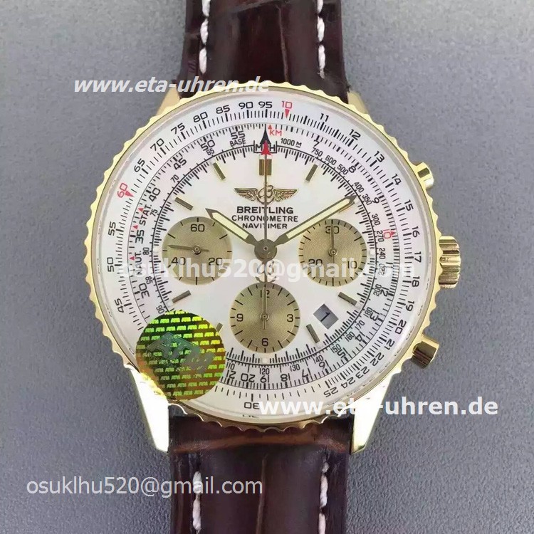replica breitling navitimer gelbes Gold Weißes Zifferblatt