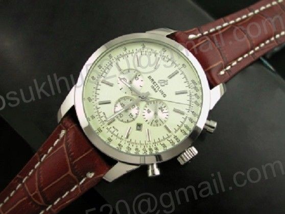 Breitling Transocean Chronograph Damenuhr Stahl/Leder weißes