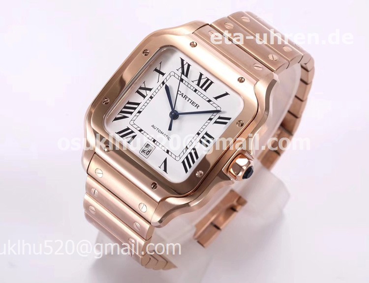 Cartier Santos 18K Pink Gold Herrenuhr Silver 1:1 Cartier Santos 18K Pink Gold Herrenuhr Silver 1:1
