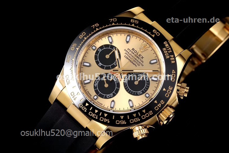 Rolex Daytona Gelbgoldgehäuse Keramik Lünette goldenes / schwarzes Zifferblatt
