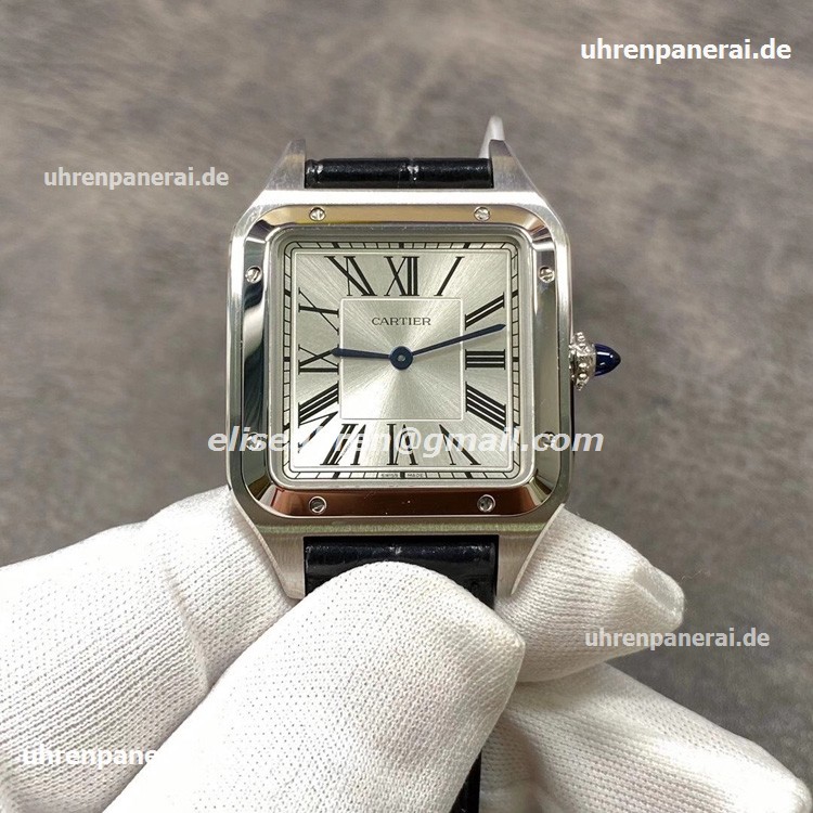 Cartier Santos-Dumont XL Hand-Wind Herrenuhren silbernes Gesicht