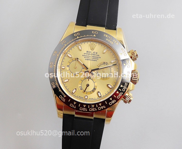 Rolex Daytona Gelbgold / Keramik Kautschukarmband Gelbgold Zifferblatt