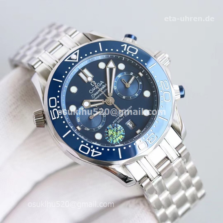 Omega Seamaster Diver 300m Chronograph 44 mm Blaues Zifferblatt Stahlarmband