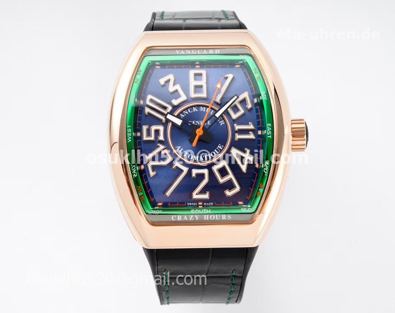 Franck Muller Vanguard Crazy Hours V 45 Rosegold Herrenuhren Lederarmband