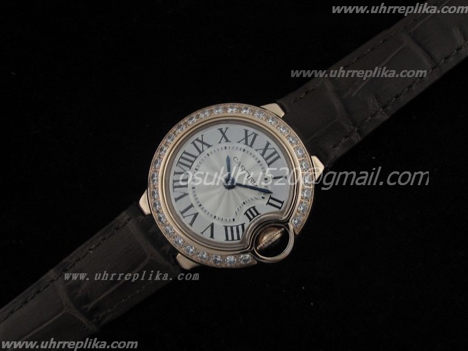 Cartier replica relojes Ballon Bleu Ladies Silver Diamanten
