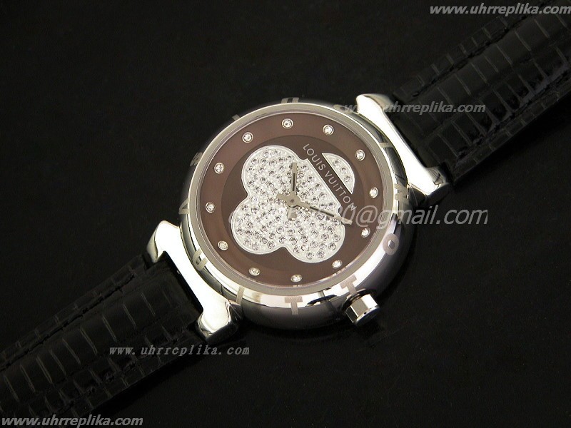 lv tambour watch Forever Lady 33mm Diamanten Coffee-Japan Quartz