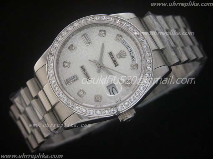 rolex eta replica DayDate Diamanten Weiß herren
