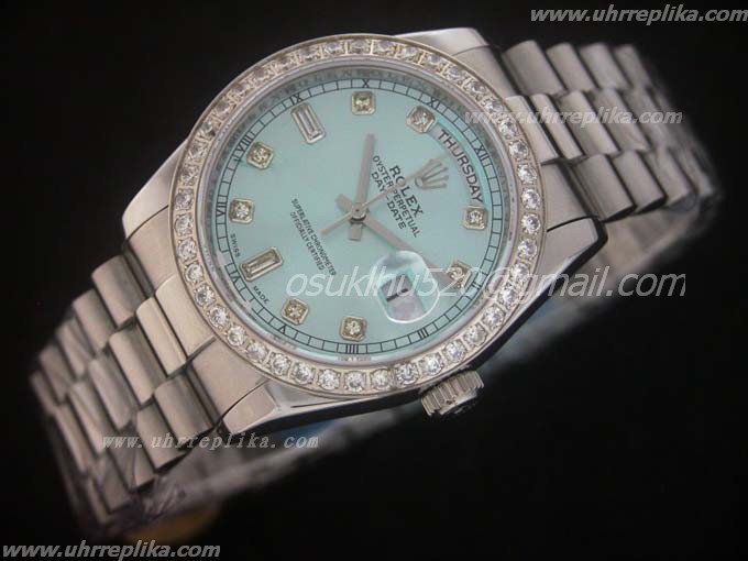 Rolex Day-Date Fälschung Diamanten Steel grün Swiss ETA